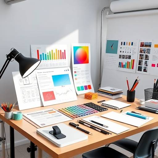 Image du cours de design graphique avec une palette de couleurs et des outils de conception.