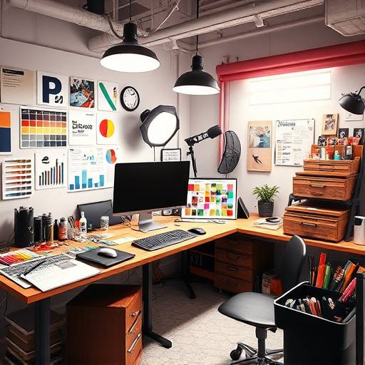 Image du cours de design graphique avec une palette de couleurs et des outils de conception.